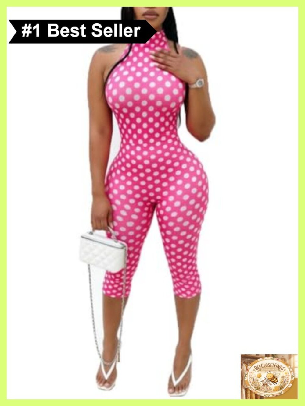 Women's Sexy Polka Dot Halter Neck Backless Bodycon Jumpsuit Sleeveless Clubwear